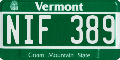 VT license plate NIF389