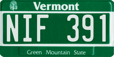 VT license plate NIF391