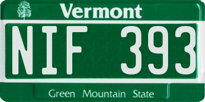 VT license plate NIF393