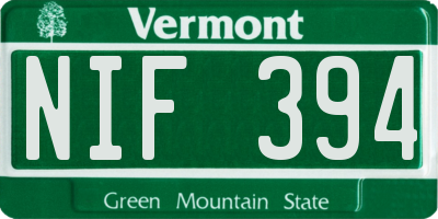 VT license plate NIF394