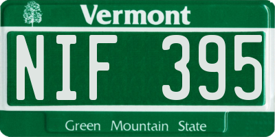 VT license plate NIF395