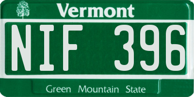 VT license plate NIF396
