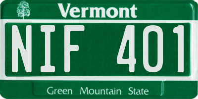 VT license plate NIF401