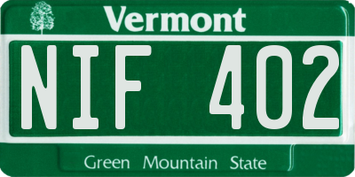 VT license plate NIF402