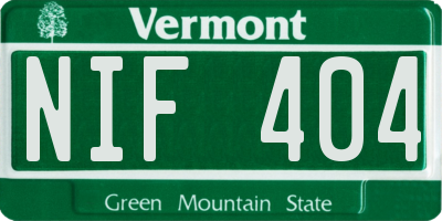 VT license plate NIF404
