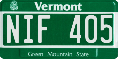 VT license plate NIF405