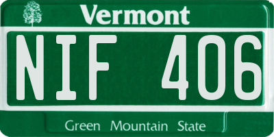 VT license plate NIF406