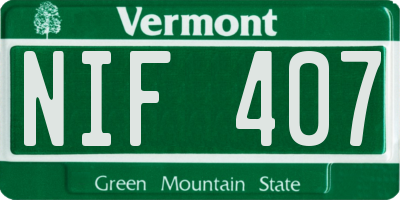 VT license plate NIF407