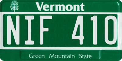 VT license plate NIF410