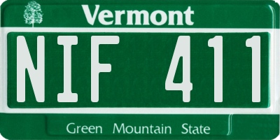 VT license plate NIF411
