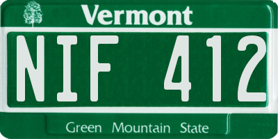 VT license plate NIF412