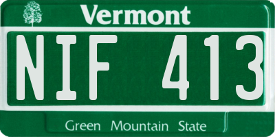 VT license plate NIF413