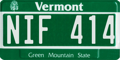 VT license plate NIF414