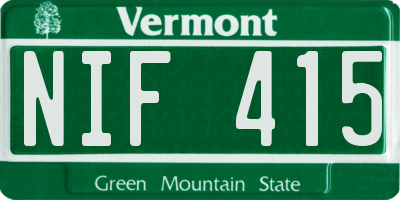 VT license plate NIF415