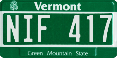 VT license plate NIF417