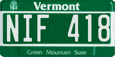 VT license plate NIF418