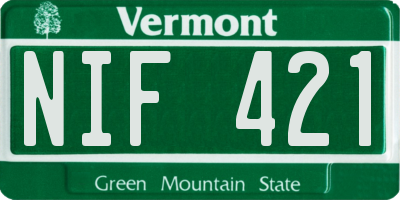 VT license plate NIF421