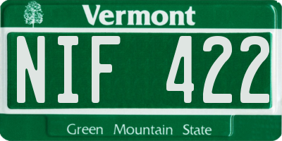VT license plate NIF422
