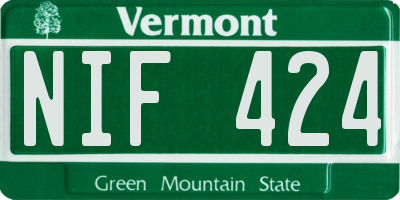 VT license plate NIF424