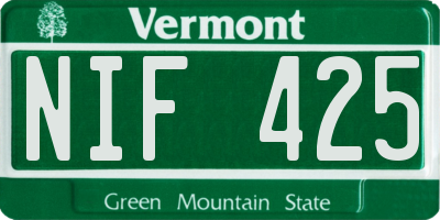 VT license plate NIF425