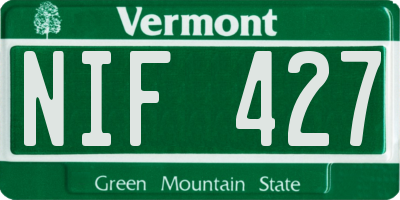VT license plate NIF427