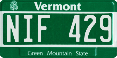 VT license plate NIF429