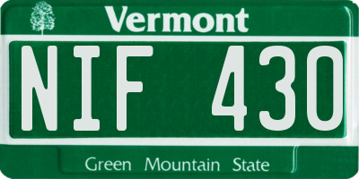 VT license plate NIF430
