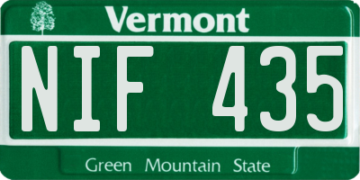 VT license plate NIF435