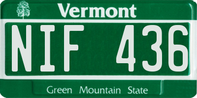 VT license plate NIF436