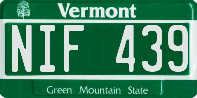 VT license plate NIF439