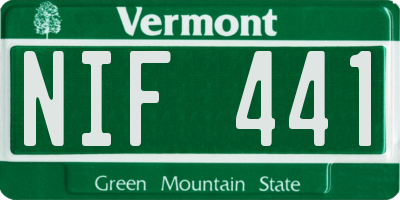 VT license plate NIF441