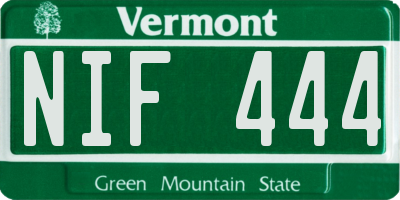 VT license plate NIF444