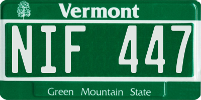 VT license plate NIF447