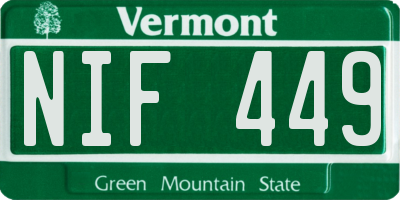 VT license plate NIF449