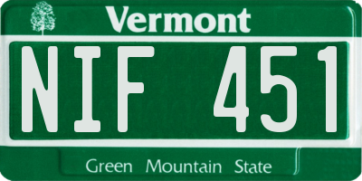 VT license plate NIF451
