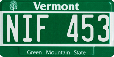 VT license plate NIF453