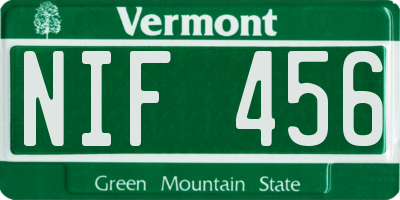VT license plate NIF456