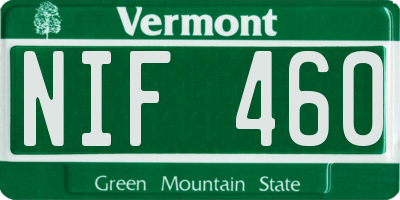 VT license plate NIF460