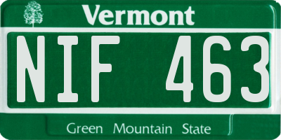 VT license plate NIF463