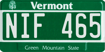VT license plate NIF465