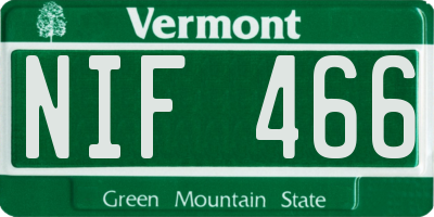 VT license plate NIF466