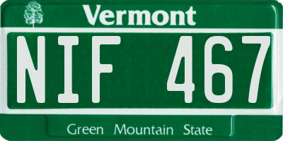 VT license plate NIF467