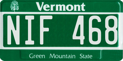 VT license plate NIF468