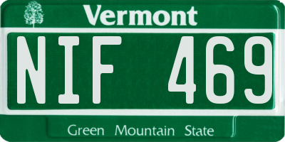 VT license plate NIF469