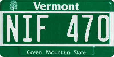 VT license plate NIF470
