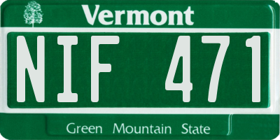 VT license plate NIF471