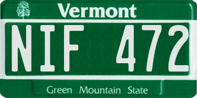 VT license plate NIF472