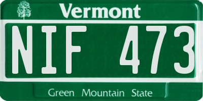 VT license plate NIF473