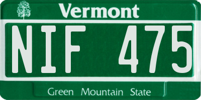 VT license plate NIF475