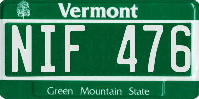 VT license plate NIF476